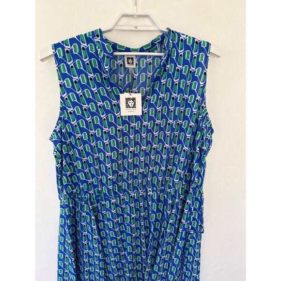 Anne Klein Womens Blue Lapis Combo Printed Sleeveless Dress 2X - Picture 2 of 10